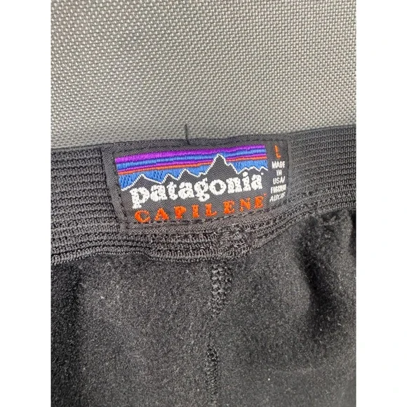 Patagonia Capilene Fleece Base Layer Pants Mens Large Black Made in USA Thermal - Picture 5 of 7